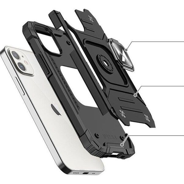 Wozinsky Wozinsky Ring Armor etui iPhone 14 Plus pancerny hybrydowy pokrowiec + magnetyczny uchwyt czarny