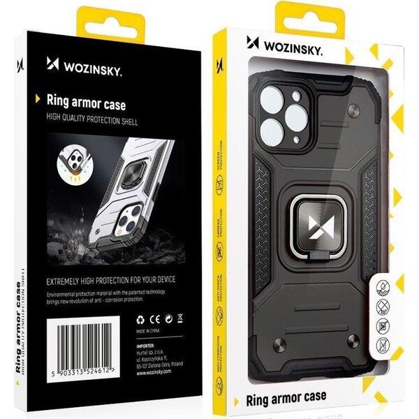 Wozinsky Wozinsky Ring Armor etui iPhone 14 Plus pancerny hybrydowy pokrowiec + magnetyczny uchwyt czarny