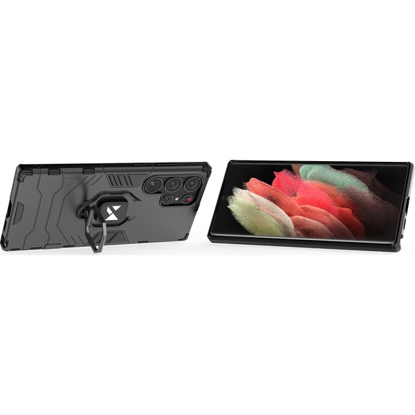 Wozinsky Wozinsky Ring Armor etui Samsung Galaxy S23 Ultra pancerny pokrowiec uchwyt magnetyczny ring czarne