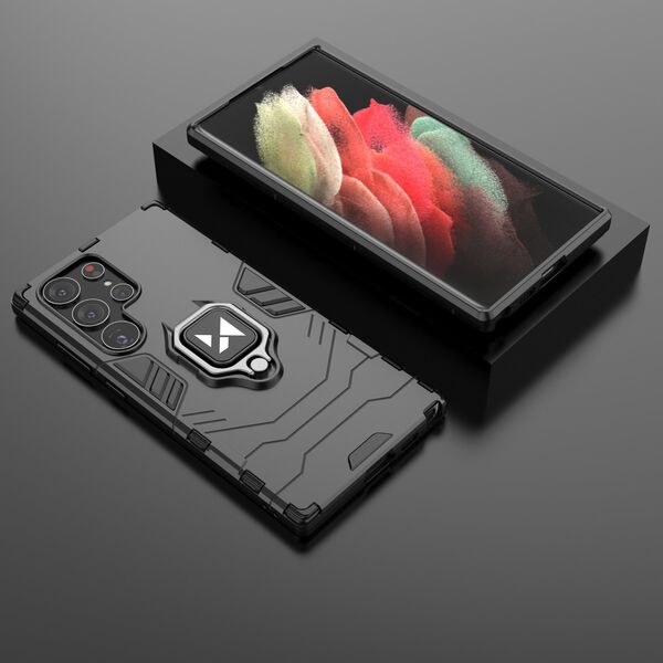 Wozinsky Wozinsky Ring Armor etui Samsung Galaxy S23 Ultra pancerny pokrowiec uchwyt magnetyczny ring czarne