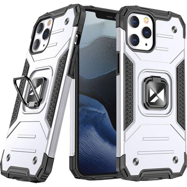 Wozinsky Wozinsky Ring Armor pancerne hybrydowe etui pokrowiec + magnetyczny uchwyt iPhone 13 Pro Max srebrny