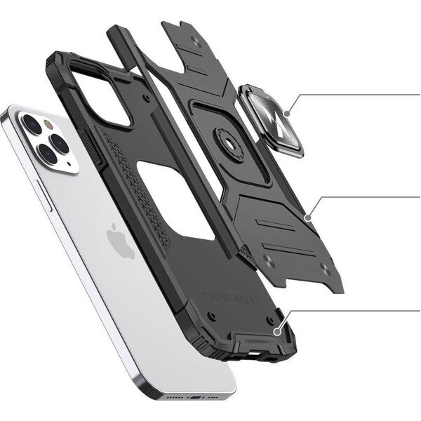 Wozinsky Wozinsky Ring Armor pancerne hybrydowe etui pokrowiec + magnetyczny uchwyt iPhone 13 Pro Max srebrny