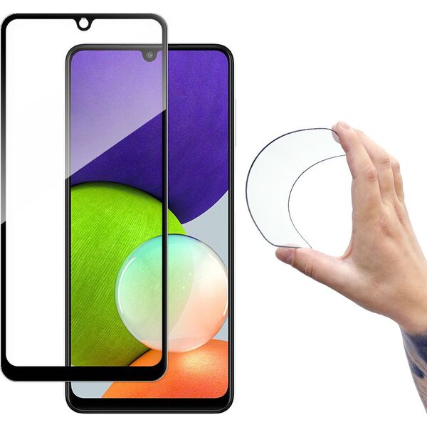 Wozinsky Wozinsky Full Cover Flexi Nano folia szklana szkło hartowane z ramką Samsung Galaxy A22 4G czarny