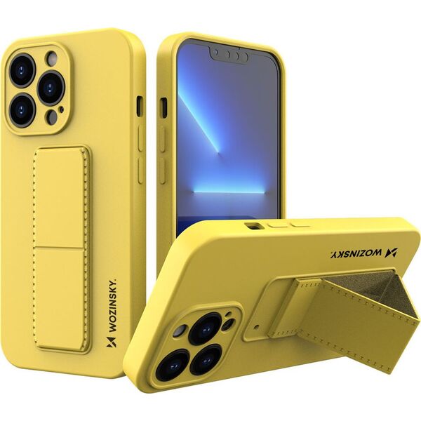 Wozinsky Wozinsky Kickstand Case elastyczne silikonowe etui z podstawką iPhone 13 żółty