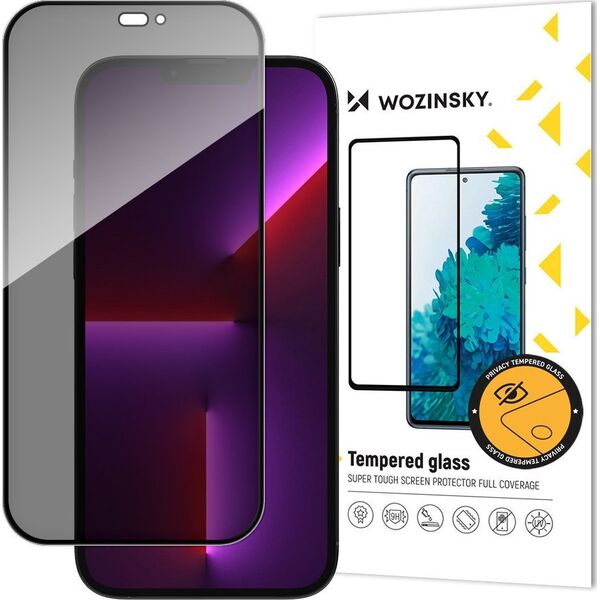 Wozinsky Szkło prywatyzujące z filtrem Anti Spy do iPhone 15 Plus Wozinsky Privacy Glass - czarne