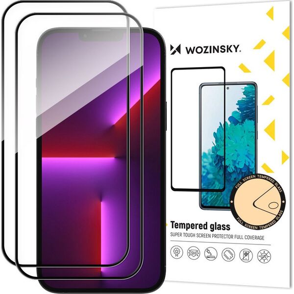 Wozinsky 2 szt. szkło hartowane na cały ekran z ramką Case Friendly Wozinsky Full Glue iPhone 15 Pro Max - czarne