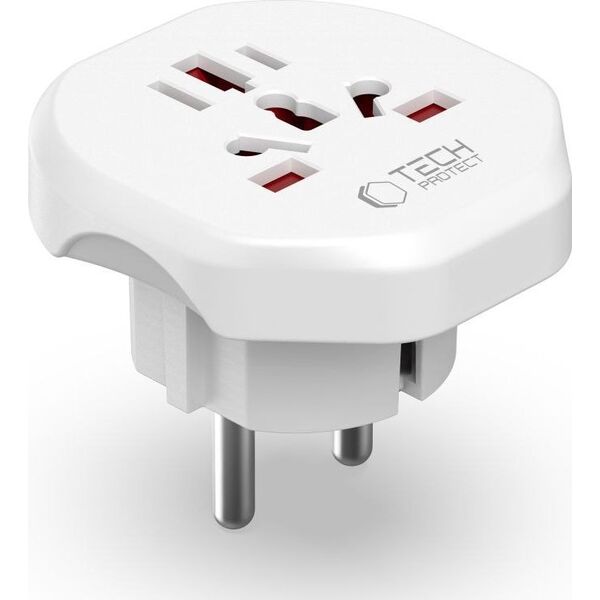 TECH-PROTECT UNIVERSAL TRAVEL ADAPTER FROM EU WHITE