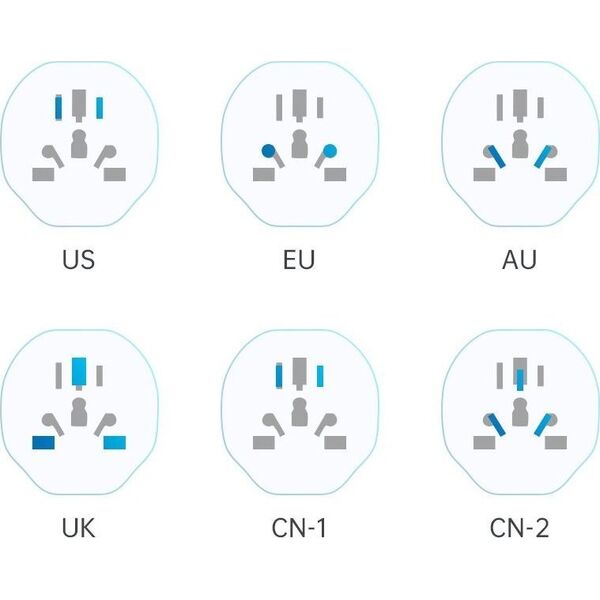 TECH-PROTECT UNIVERSAL TRAVEL ADAPTER FROM EU WHITE