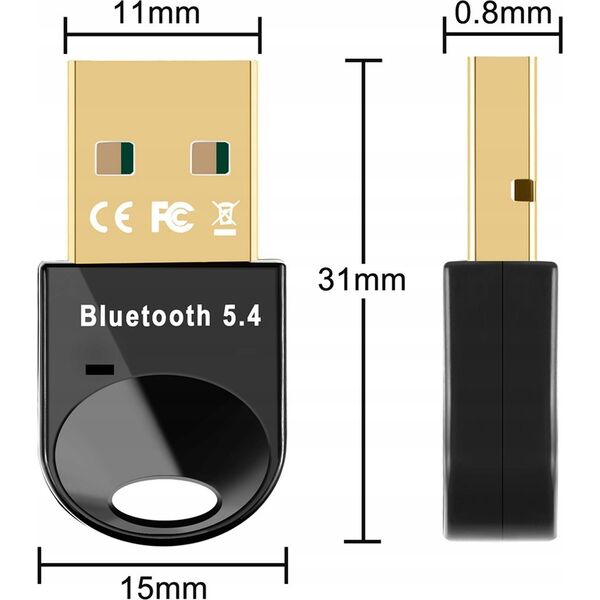 Mini adapter Bluetooth 5.4 Wozinsky WUSB54YS USB-A odbiornik nadajnik do komputera - czarny