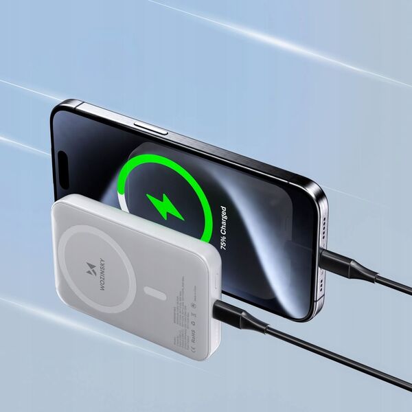 Powerbank magnetyczny Wozinsky WRW349YWS 10 000 mAh - biały
