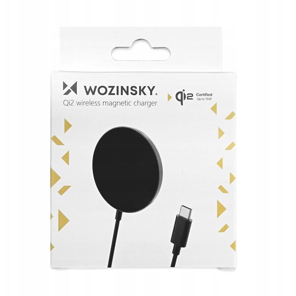 Ładowarka indukcyjna magnetyczna Wozinsky 15W bezprzewodowa Qi2  - czarna
