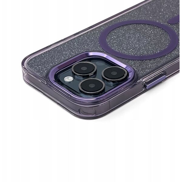 Etui Wozinsky Glitter Case z Mag Safe na Samsung Galaxy S25 - fioletowe z brokatem
