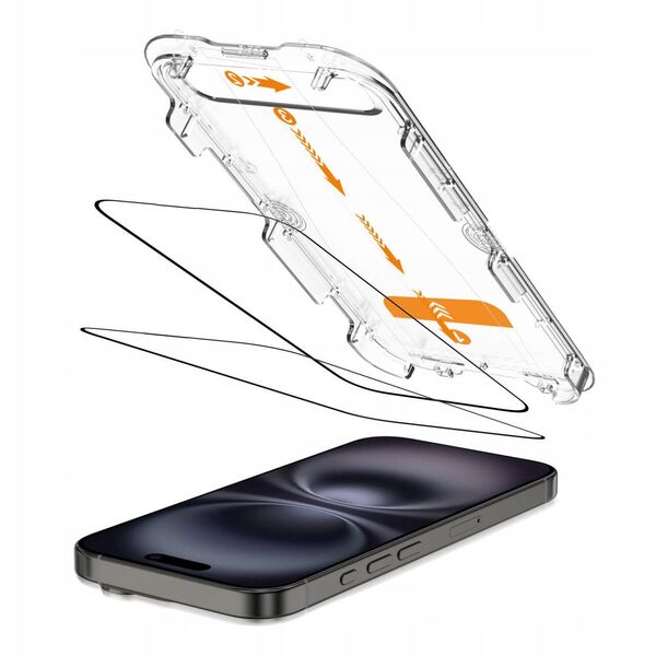 SZKŁO HARTOWANE TECH-PROTECT QUICK SET+ 2-PACK IPHONE 13 / 13 PRO / 14 / 16E BLACK
