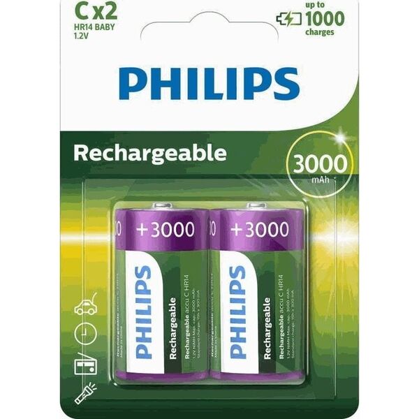 Philips 2x AKUMULATOR R14 C 3000MAH PHILIPS R14B2A300/10