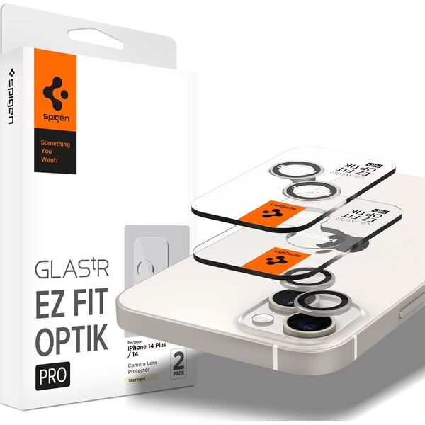 Spigen Szkło hartowane na aparat Spigen Optik.tr Camera Protector Apple iPhone 14/14 Plus Starlight [2 PACK]