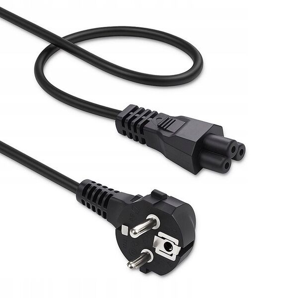 QOLTEC 50458 Kabel zasilający kątowy SCHUKO IEC C5 Koniczynka 3x1.0mm 1.5m