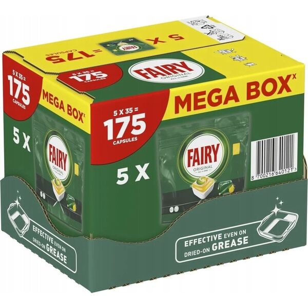 Indaplovių tabletės Fairy Original All In One Lemon, 175 vnt., citrinų kvapo