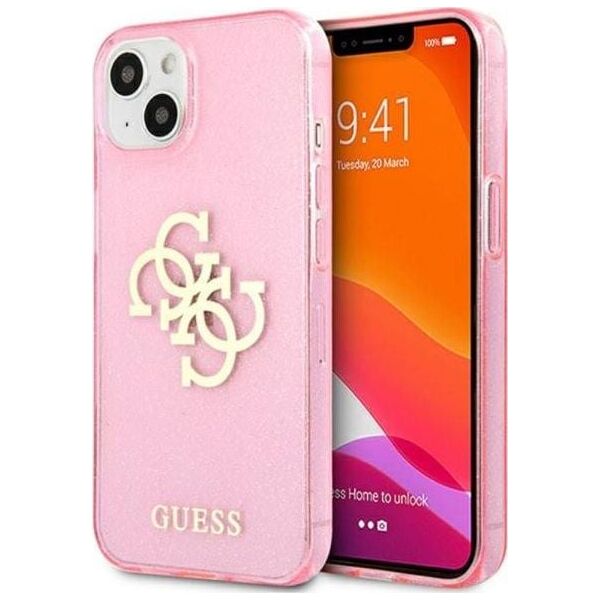 Guess Etui Guess GUHCP13MPCUGL4GPI Apple iPhone 13 różowy/pink hard case Glitter 4G Big Logo