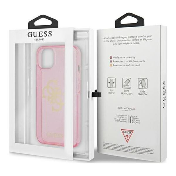 Guess Etui Guess GUHCP13MPCUGL4GPI Apple iPhone 13 różowy/pink hard case Glitter 4G Big Logo