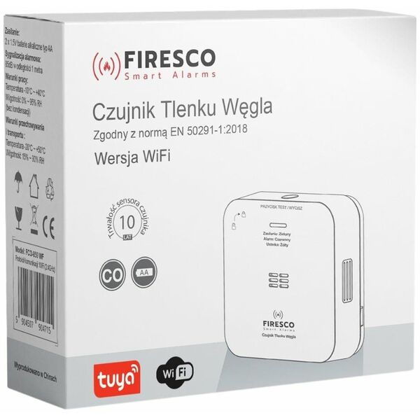 Czujnik czadu Firesco FCO-850 WF bateryjny Wifi Tuya