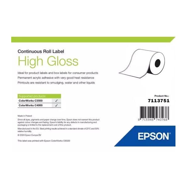Epson High Gloss Label - Continuous Roll: 102mm x 33m