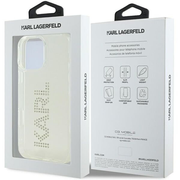 ETUI KARL LAGERFELD IML RHINESTONES LOGO DO IPHONE 16 PRO PRZEZROCZYSTY