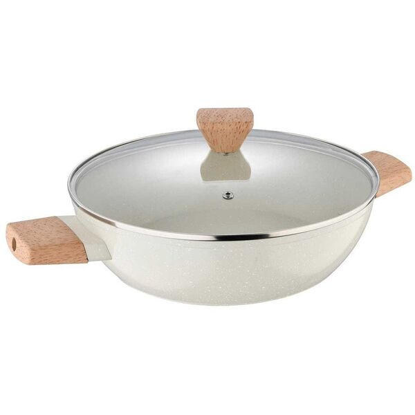 Garnek Marmurkowy Płaski 28cm Z Pokrywą Bergner Bg-34747 Naturally