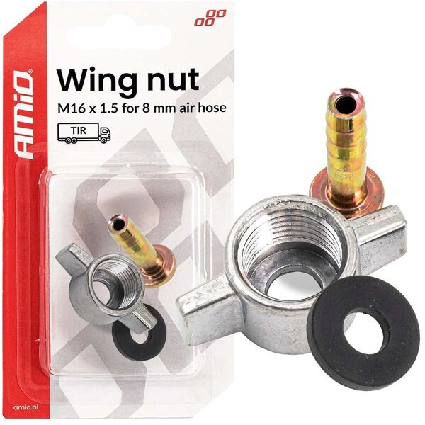 Nakrętka kompresora motylek m16 x 1.5 dla 8mm amio-04499