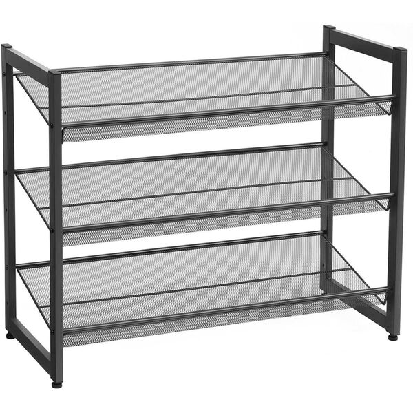 Regał na buty czarny metalowy industrialny 3 półki 7430,762,8 cm
