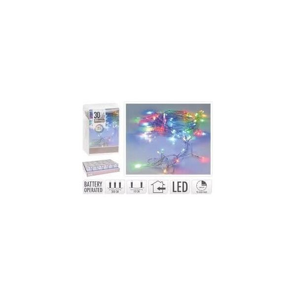 ŁAŃCUCH LED 30L MULTI 3M WEWNĘTRZNE TIMER NA BATERIE