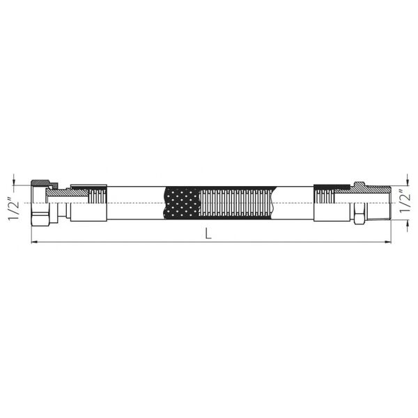 Ferro Wąż do gazu nakrętno-wkrętny 1/2" 750mm - WGN0750