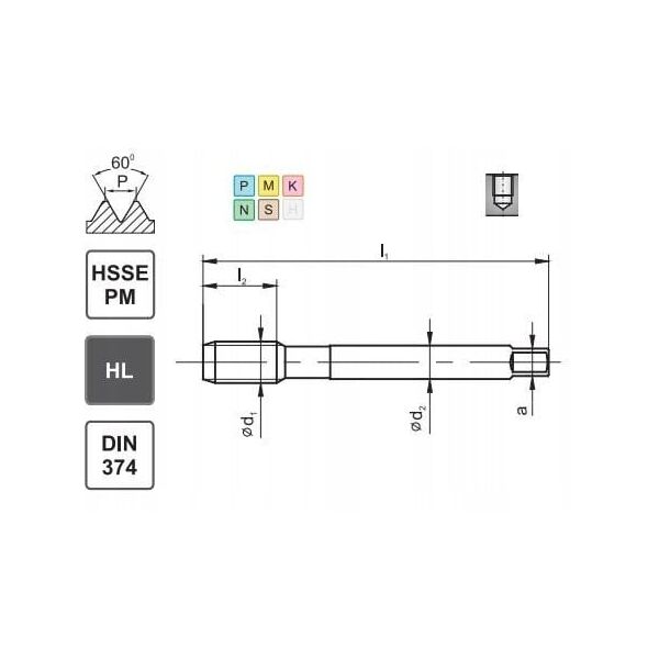 Fanar GWINTOWNIK M12x1,25 DIN-374C R45 (6H) HSSE-PM HL MASTERTAP