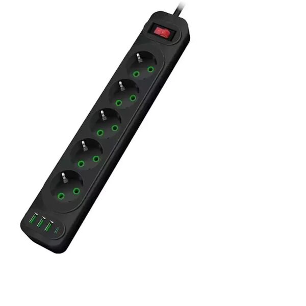 Transcend F25U καλώδιο επέκτασης 2m με 3 υποδοχές + 3 USB + 1 USB-C