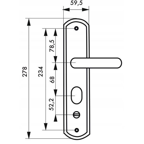 Duru rankena THIRARD, kiniskoms durims 68mm desine, ruda sp., 593540