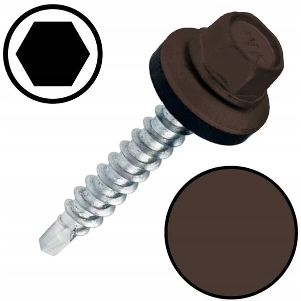 Savisriegiai GUNNEBO, 4,8 x 50 mm, 100 vnt., ZN Cinkuoti, su tarpine, rudos spalvos RAL8017