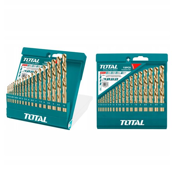 Graztu rinkinys TOTAL, metalui, 19 vnt. HSS, (1-10 mm), TACSD0195