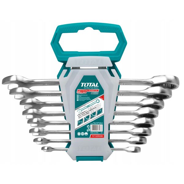 Raktu rinkinys TOTAL, kilpiniu ploksciu, su terksle, Cr-Mo, 8vnt., 8-19 mm, THT102RK086