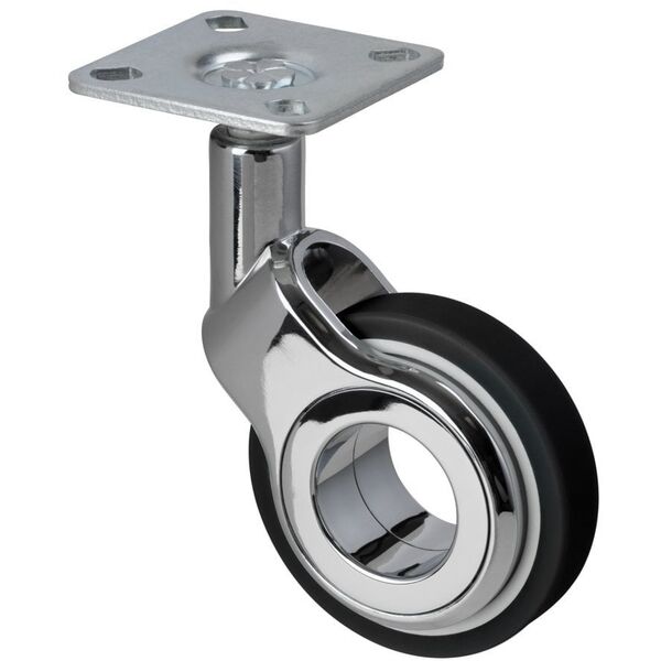 Baldinis ratukas WALTECO, d-60 mm, pasukamas su plokstele, apkrova 60 kg