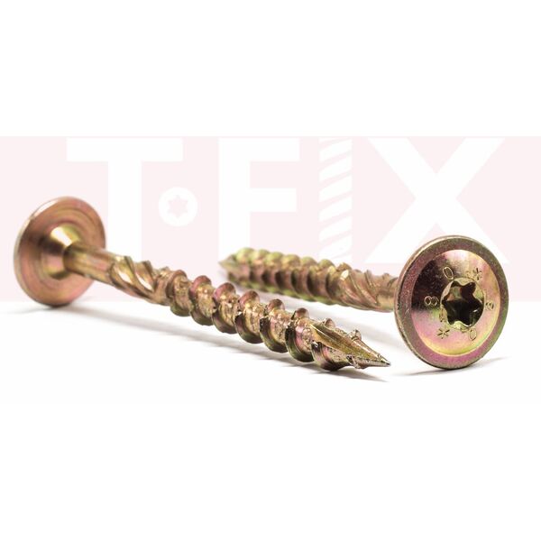 Konstrukciniai medsraigciai ROBUS, 6 x 80 /48 mm, praplatinta galva, cinkuoti, 100 vnt., TORX30
