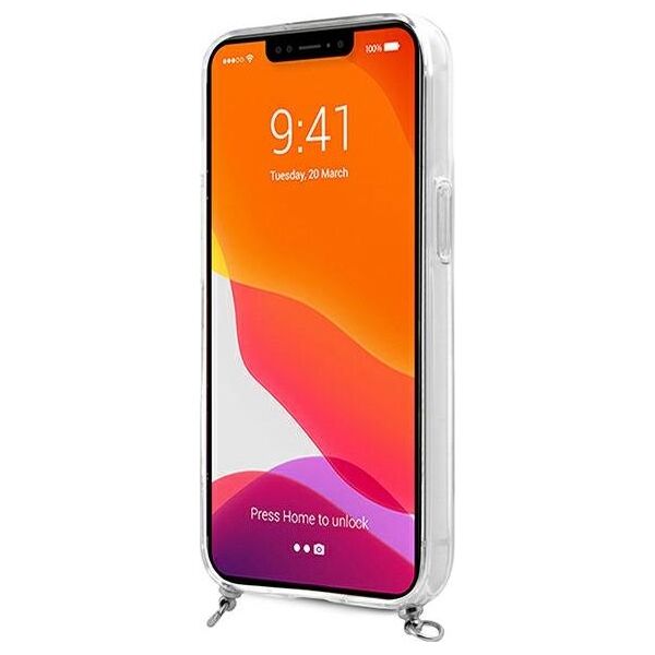 Guess Guess GUHCP13LKC4GBSI iPhone 13 Pro / 13 6,1" Transparent hardcase 4G Grey Strap Silver Chain