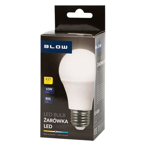 Blow 87-400# Żarówka led  e27 10w a60 230v b.neutral.