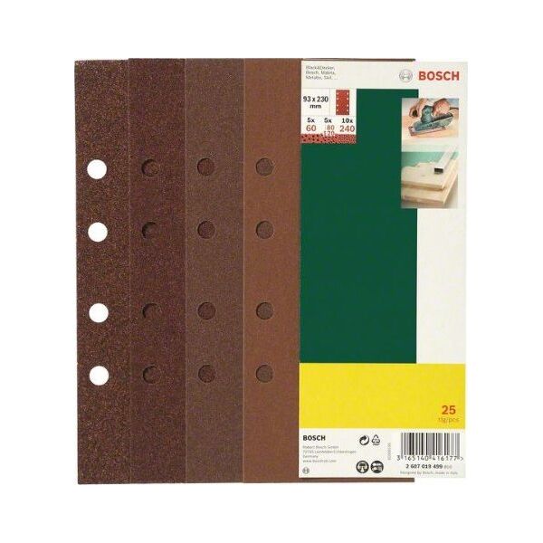 Bosch Bosch 25 Sanding Pads 93x230 8 holes Grit 60-240