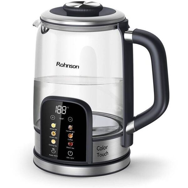 Rohnson Color Touch βραστήρας, 2200 W, 6 θερμοκρασίες, 1.7 l, LED οθόνη, πίνακας αφής, γυαλί