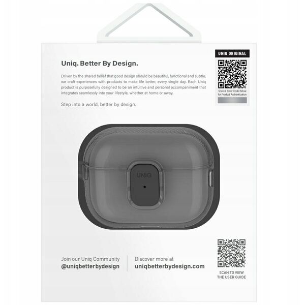 Etui UNIQ Glase Pro do Apple AirPods Pro 2 Lock Case dymny