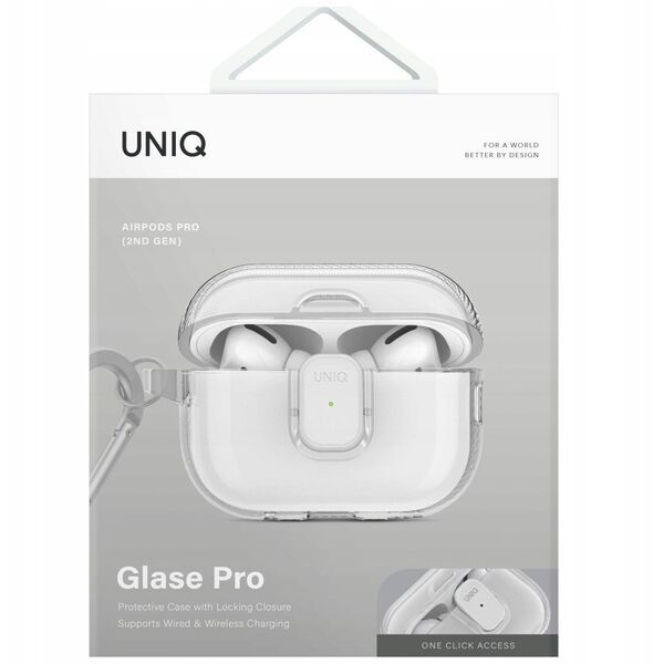 Etui UNIQ Glase Pro do Apple AirPods Pro 2 Lock Case przezroczysty