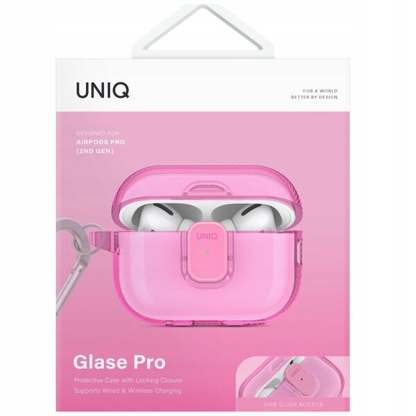 Etui UNIQ Glase Pro do Apple AirPods Pro 2 Lock Case różowy
