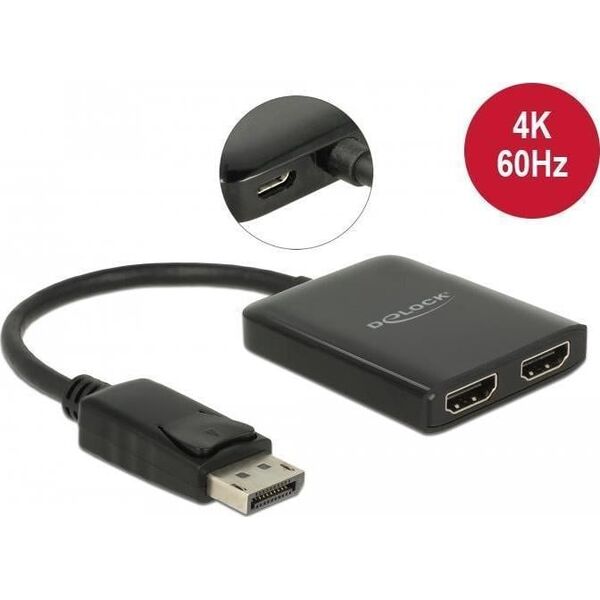 Delock DeLOCK DisplayPort 1.4> 2x HDMI MST splitters, splitters & switches