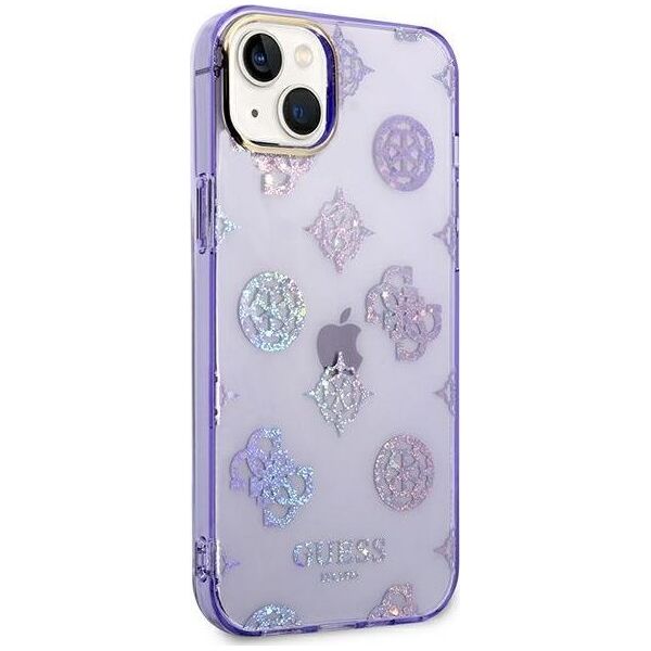 Guess Etui Guess do iPhone 14 Plus 6,7" liliowy/lilac hard case Peony Glitter