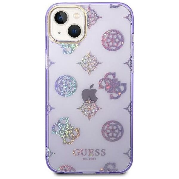 Guess Etui Guess do iPhone 14 Plus 6,7" liliowy/lilac hard case Peony Glitter