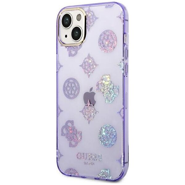 Guess Etui Guess do iPhone 14 Plus 6,7" liliowy/lilac hard case Peony Glitter